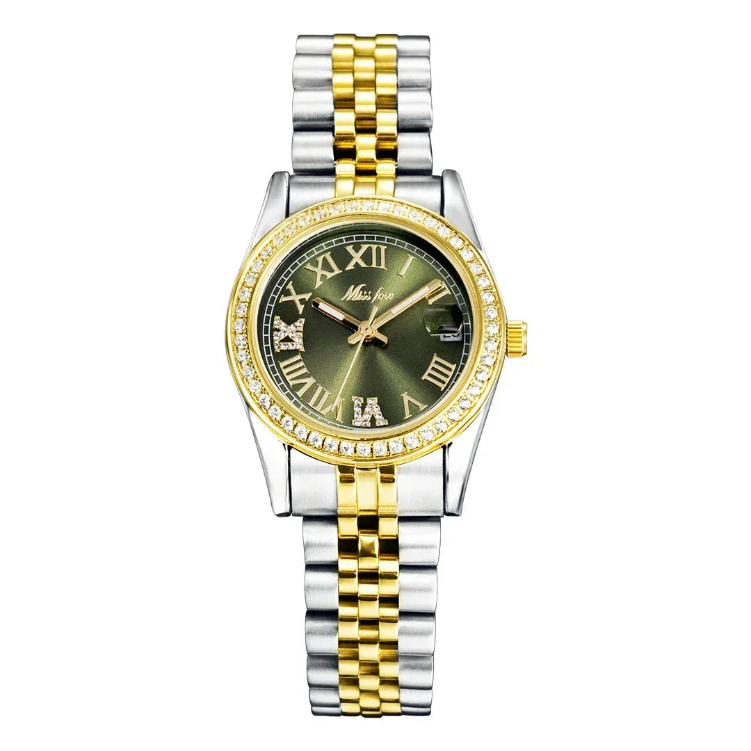 Luxury Women's Stainless Steel Watch | Japan Movement Ladies Quartz Wristwatch | Waterproof Calendar Iced Out Watch | Reloj Mujer | Caratix - CaratixJewelry
